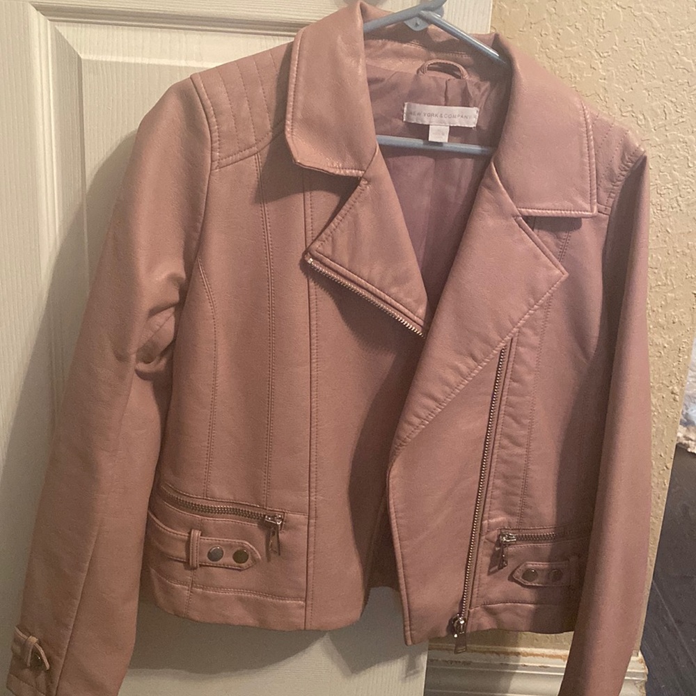 Mauve New York & Company faux leather zipper jacket